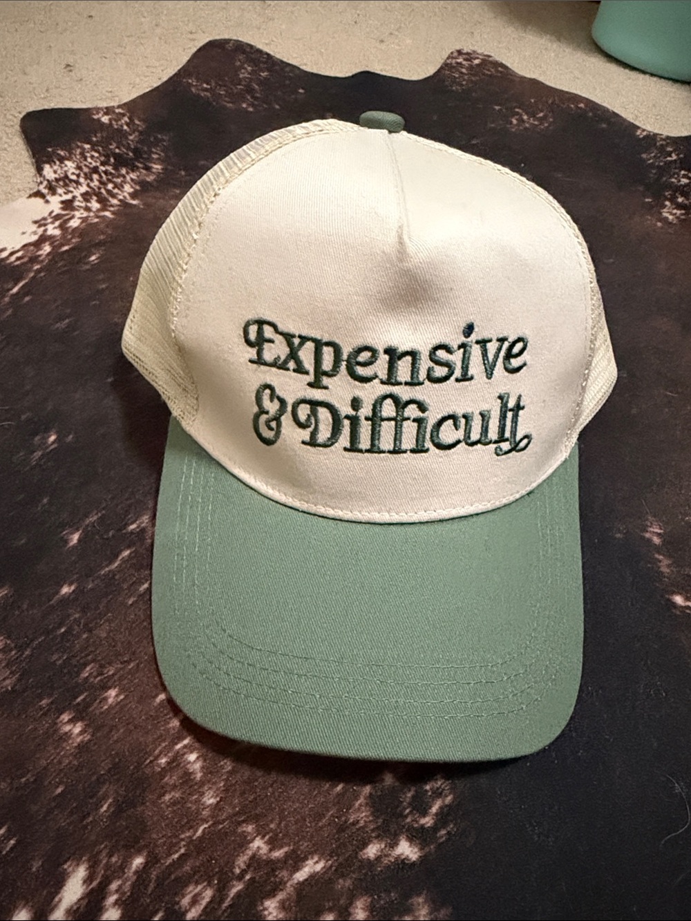 Expensive & Difficult Green and Cream Trucker Hat